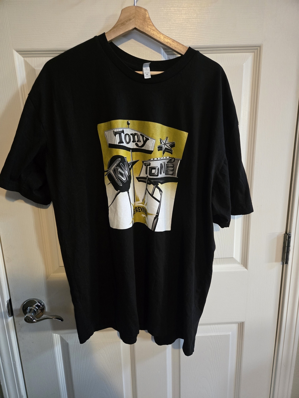 Tony Tone Vintage Sign Graphic Black Tee with Yellow Accent